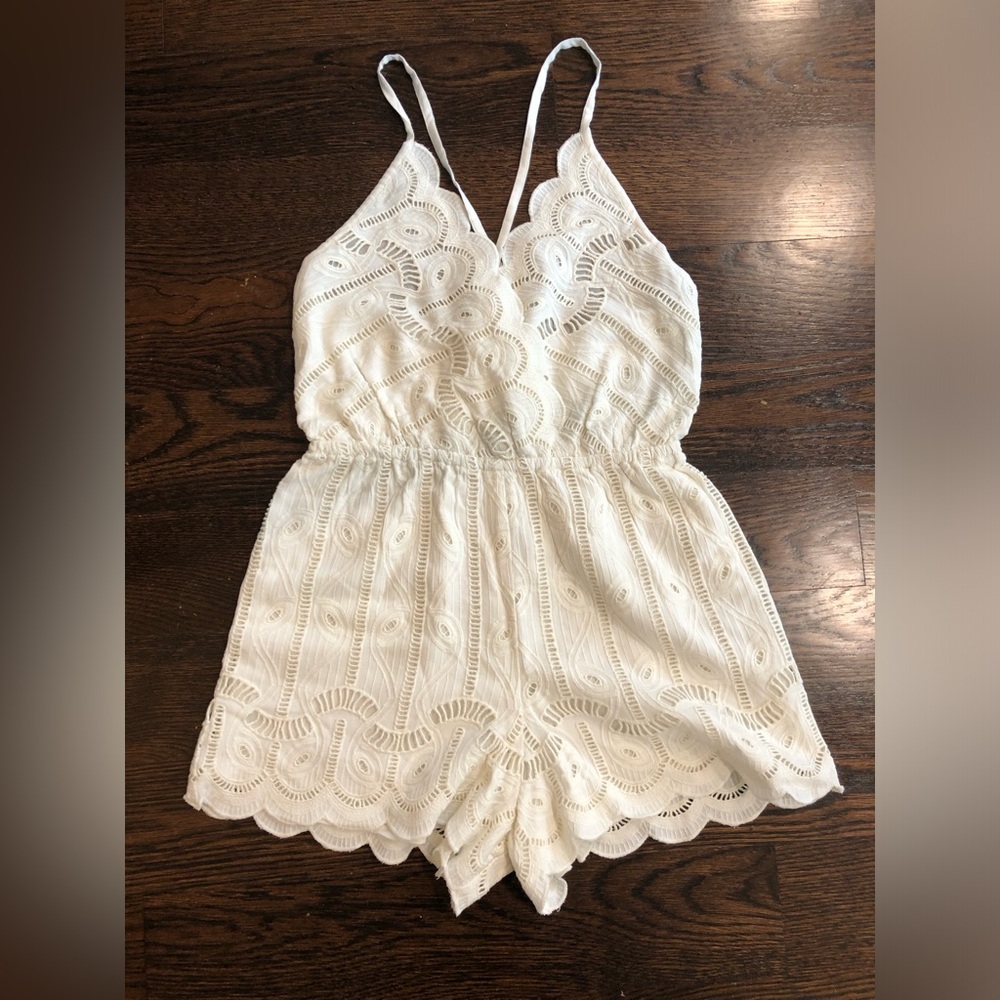 Tularosa White Eyelet Romper Bridal Coastal Cowgirl Size XS